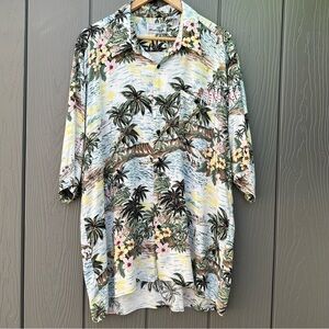 Monticerutti Hawaiian Casual Button Down Shirt Mens Plus Size XXL Tropical Palms